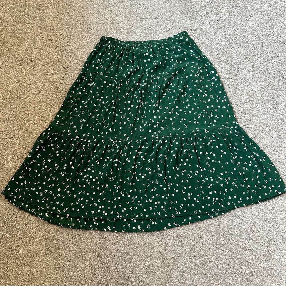 Faithfull the Brand Green Floral Midi Skirt